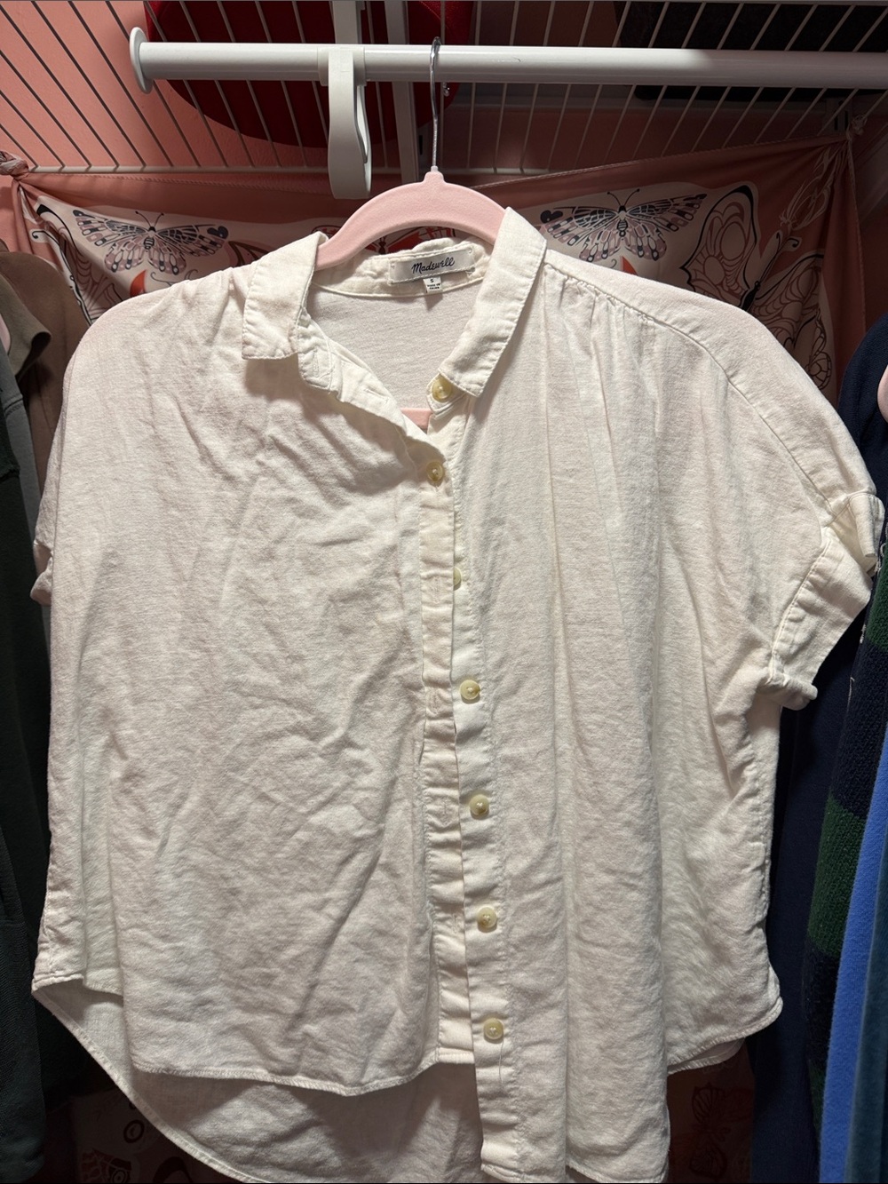 Madewell Cream Short-Sleeve Button-Front Shirt